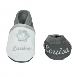 Krabbelschuhe Lederpuschen Lauflernschuh personalisiert mit Name Leder Schluppie 